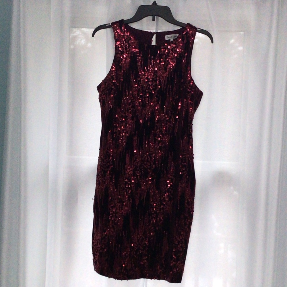 Emerald Sundae Burgundy Sequin Mini Dress